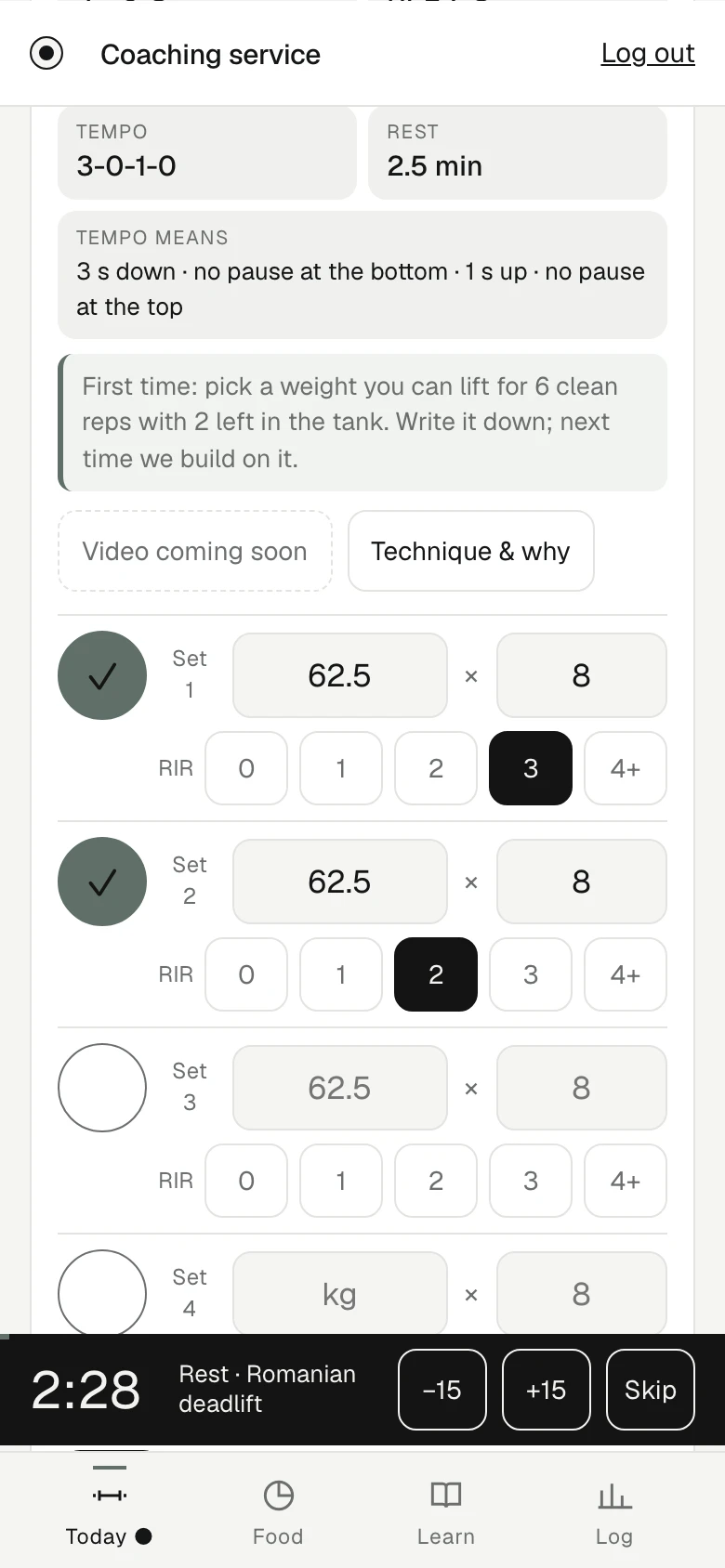 Client app: session log